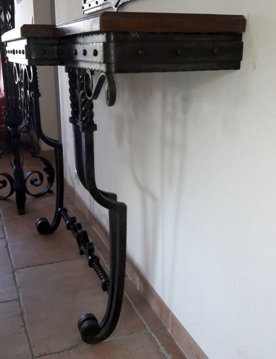 Huge Wrought Iron Mirror And Console   Coat Of Arms And Lily Flowers Decorations photo 5040.0