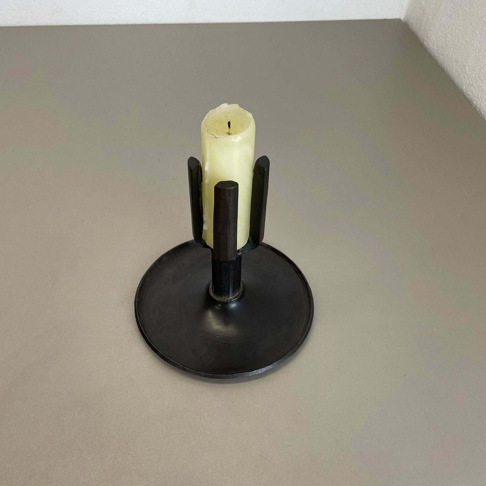 Unique 1.3kg Brutalist Bronze Candleholder By Manfred Bergmeister, Germany 1970s photo 480.0