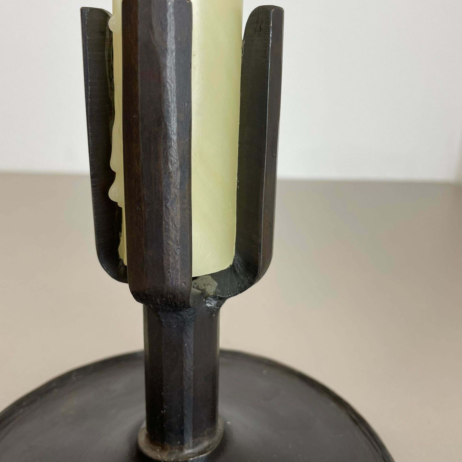 photo furniture Unique 1.3kg Brutalist Bronze Candleholder By Manfred Bergmeister, Germany 1970s