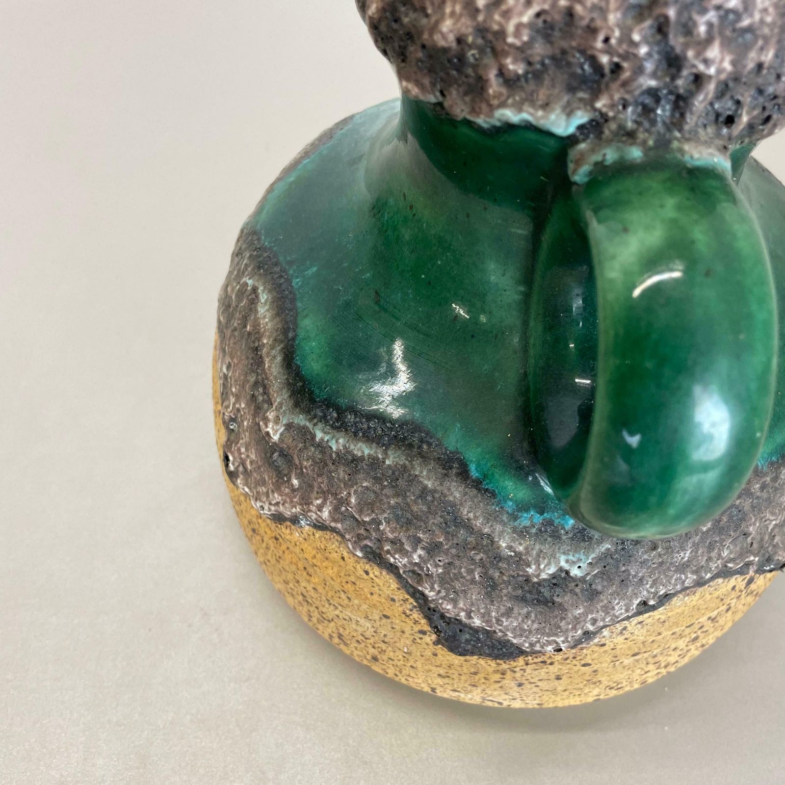 Rare Green Brutalist Fat Lava Ceramic Vases By Dümler And Breiden Germany, 1970s photo vintage