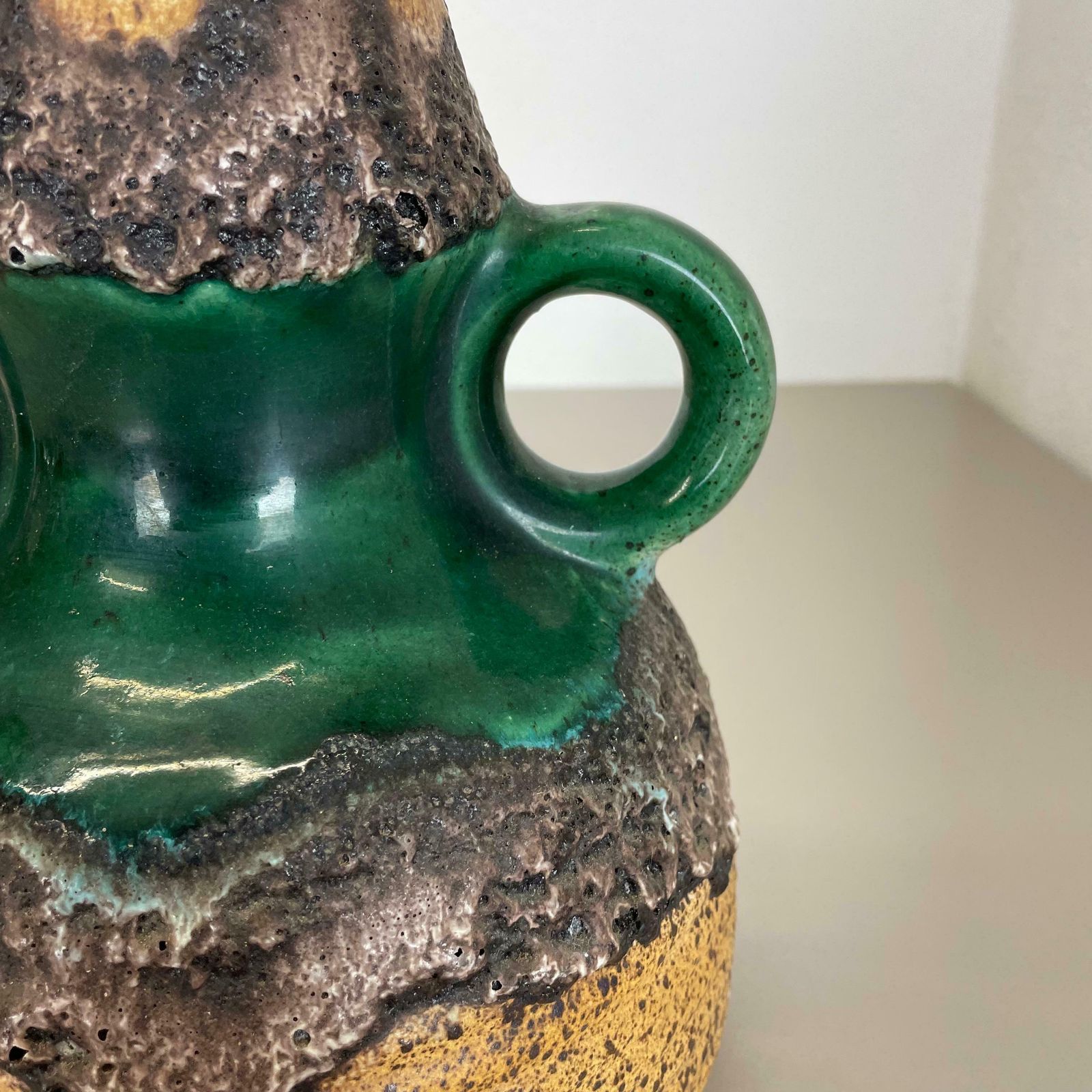 photo vinterior Rare Green Brutalist Fat Lava Ceramic Vases By Dümler And Breiden Germany, 1970s
