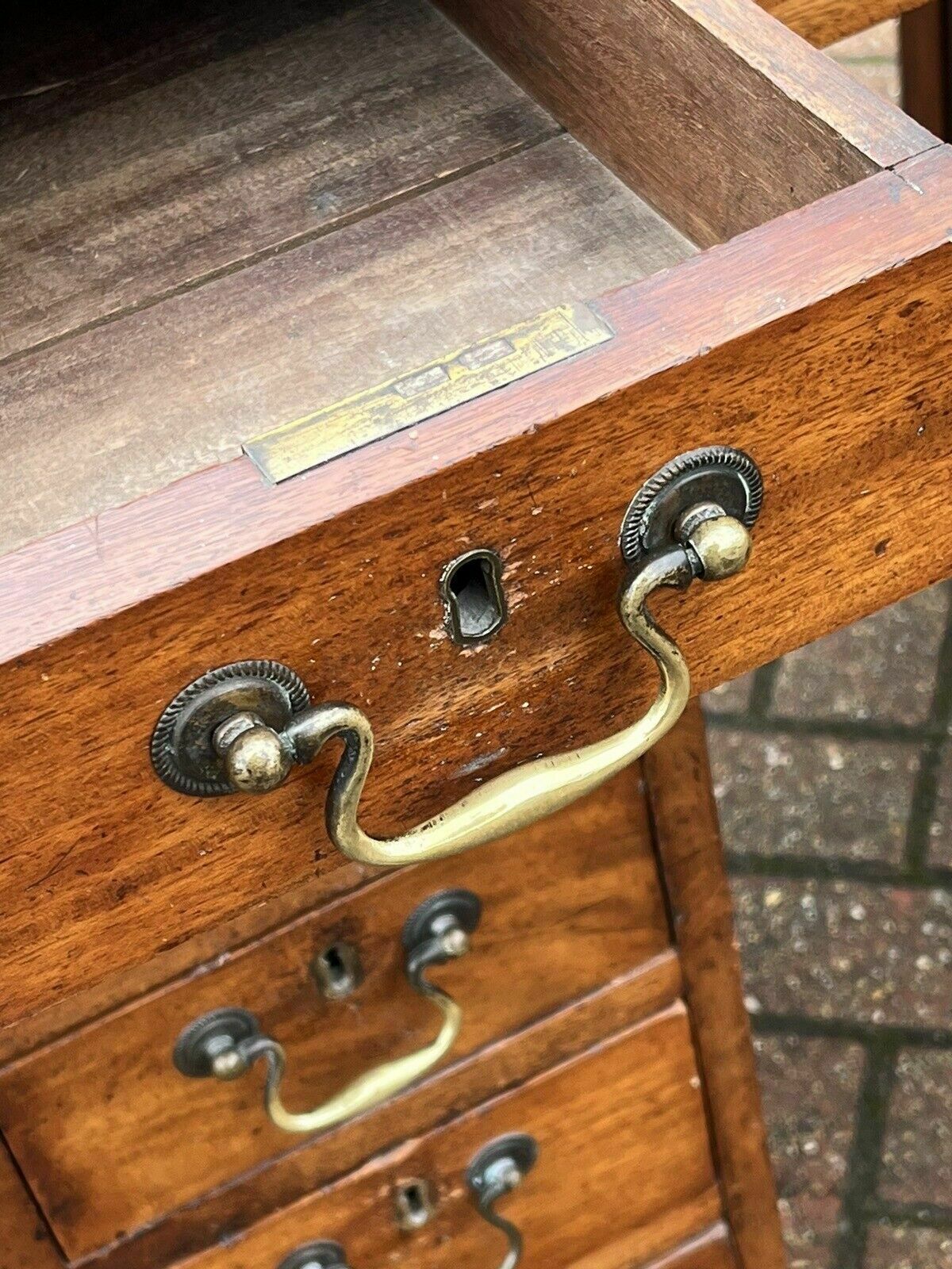 photo vintage Georgian Mahogany Desk. Superb Proportions.