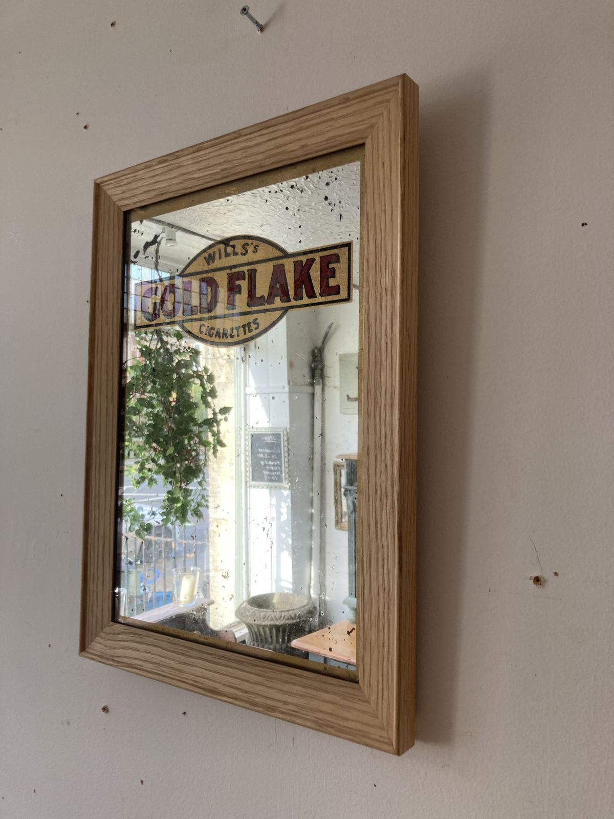 1930’s Will’s Gold Flake Mirror With New Ash Frame photo furniture