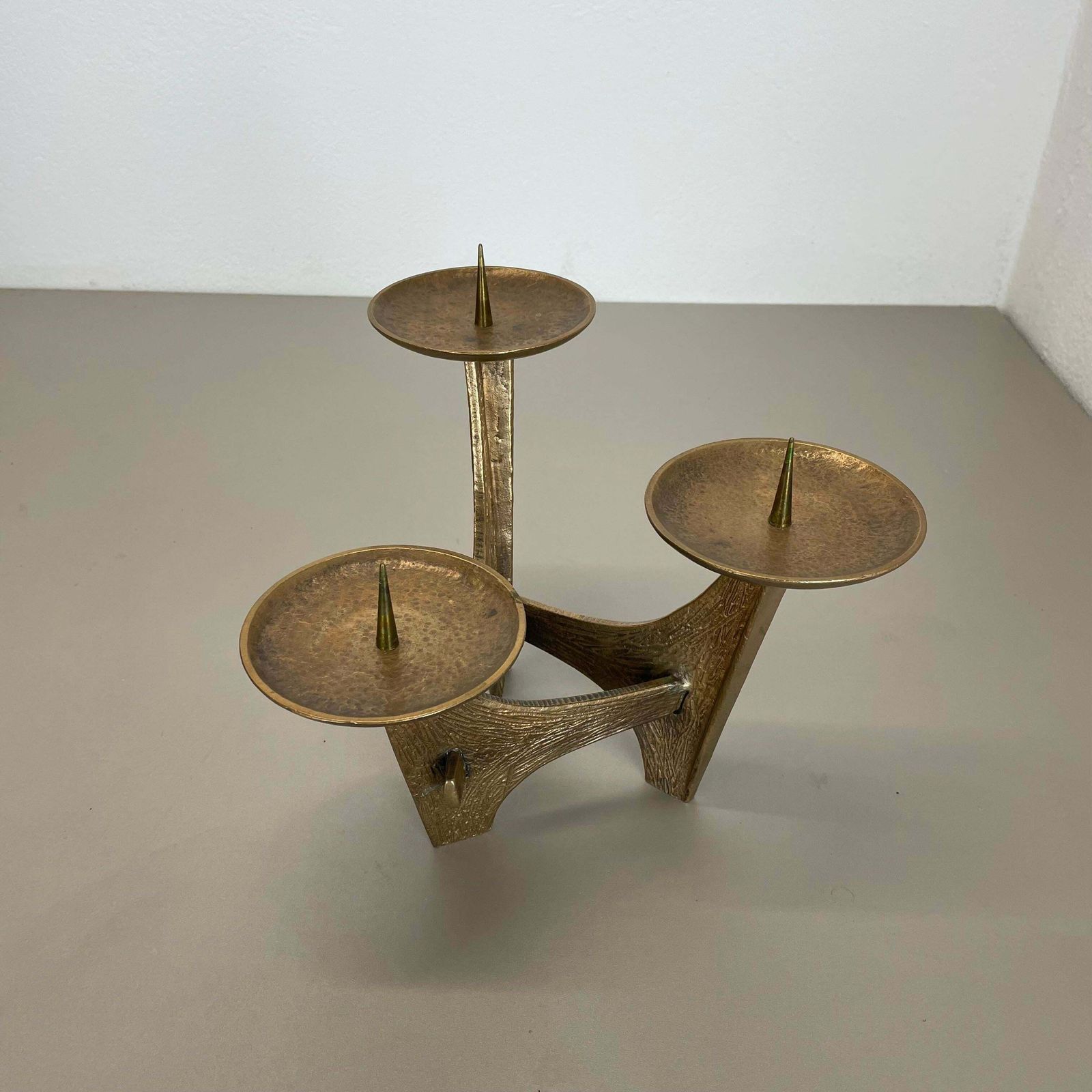 Modernist Sculptural Brutalist Bronze Metal Candleholder, France, 1960s photo 743.0