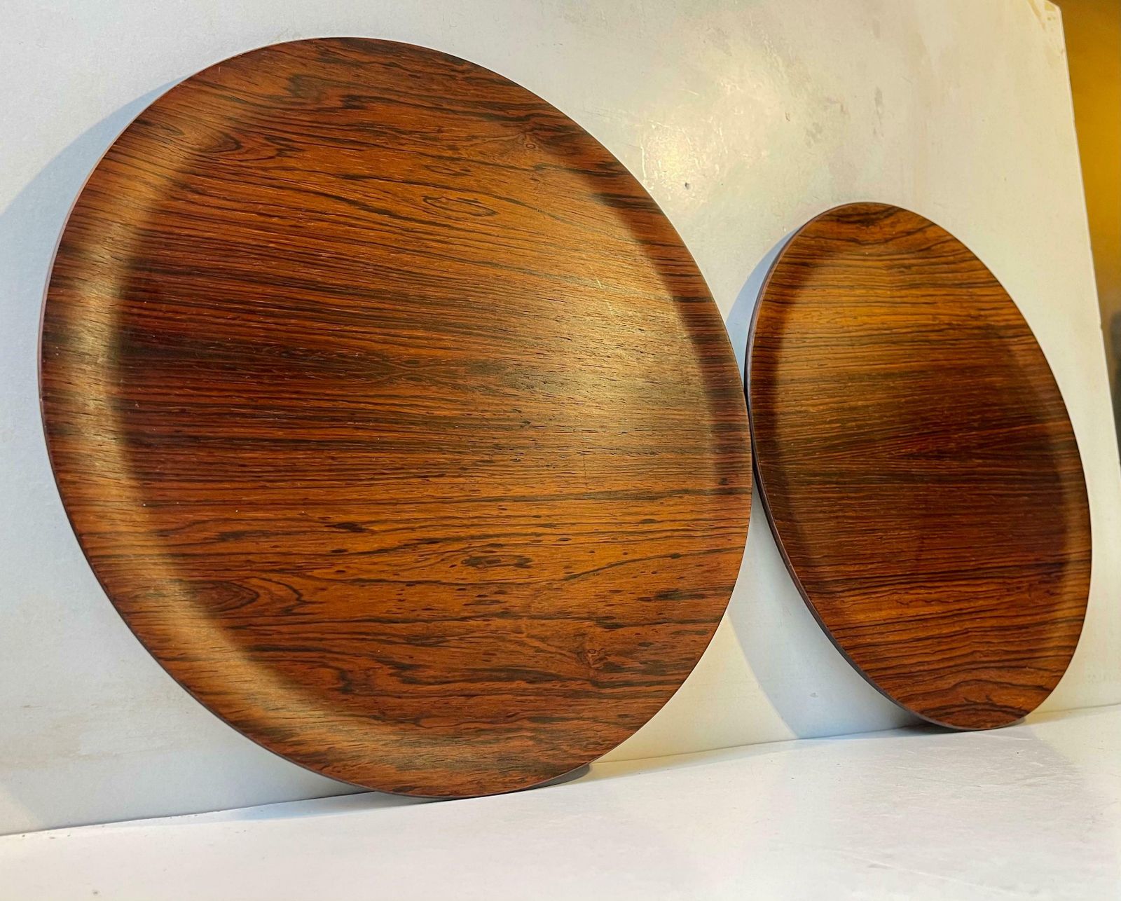 Round Scandinavian Modern Rosewood Drink Trays, 1960s photo furniture