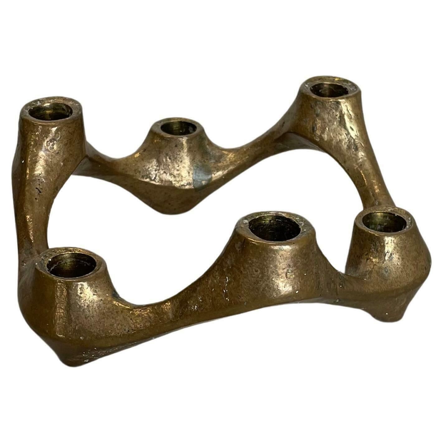 Midcentury 1.6kg Brutalist Bronze Candleholder By Michael Harjes, Germany 1960s