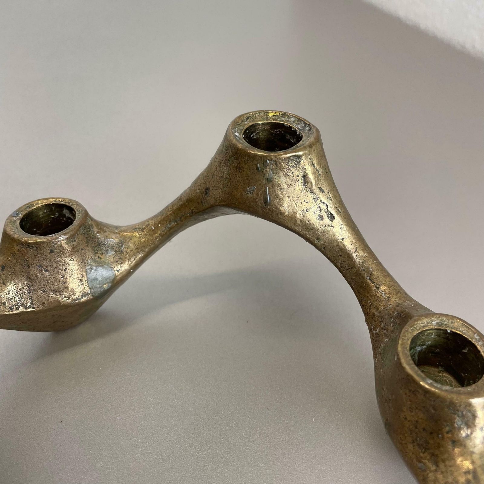 photo for sale Midcentury 1.6kg Brutalist Bronze Candleholder By Michael Harjes, Germany 1960s