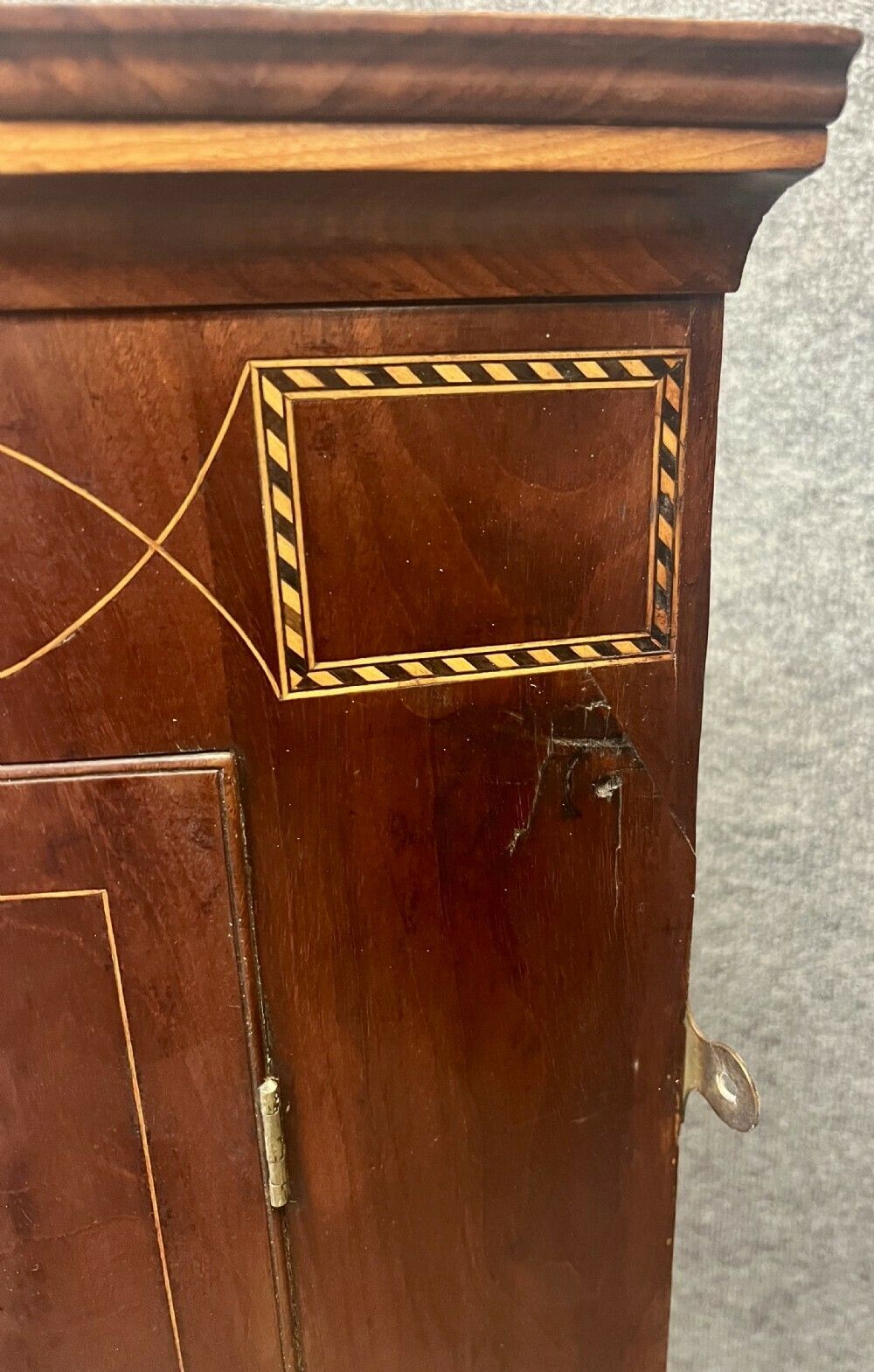 George III Mahogany And Inlaid Hanging Corner Cabinet Cupboard photo buy