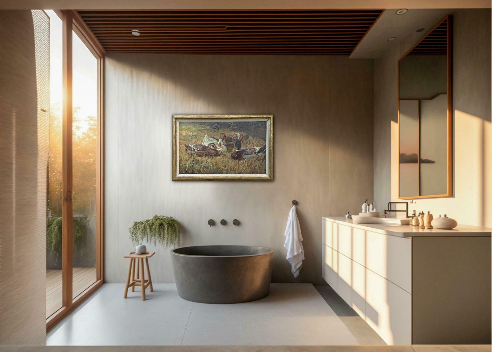 Ducks Oil On Canvas Painting By Keller Kühne Josef Woldemar photo furniture