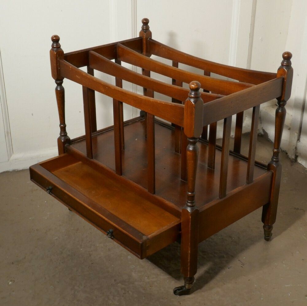 English Walnut Canterbury Magazine Stand photo 690.0