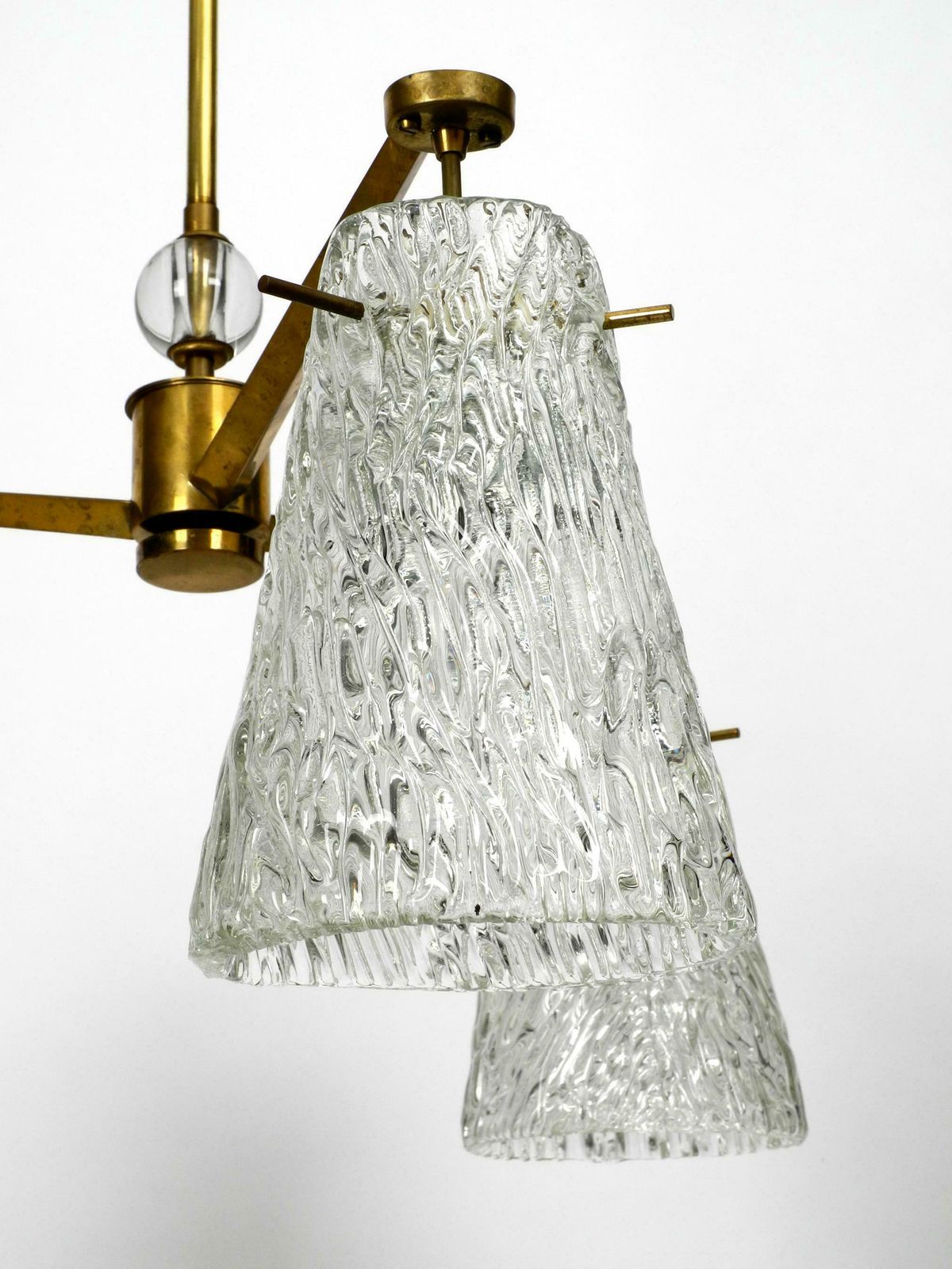 Beautiful Mid Century Ceiling Lamp With Three Glass Shades By Rupert Nikoll photo 1888.0