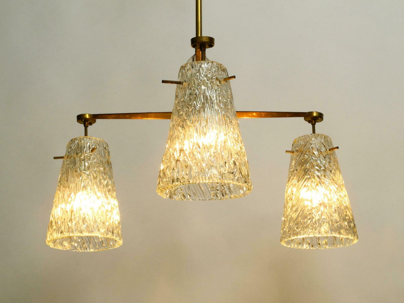 1888.0 Beautiful Mid Century Ceiling Lamp With Three Glass Shades By Rupert Nikoll photo