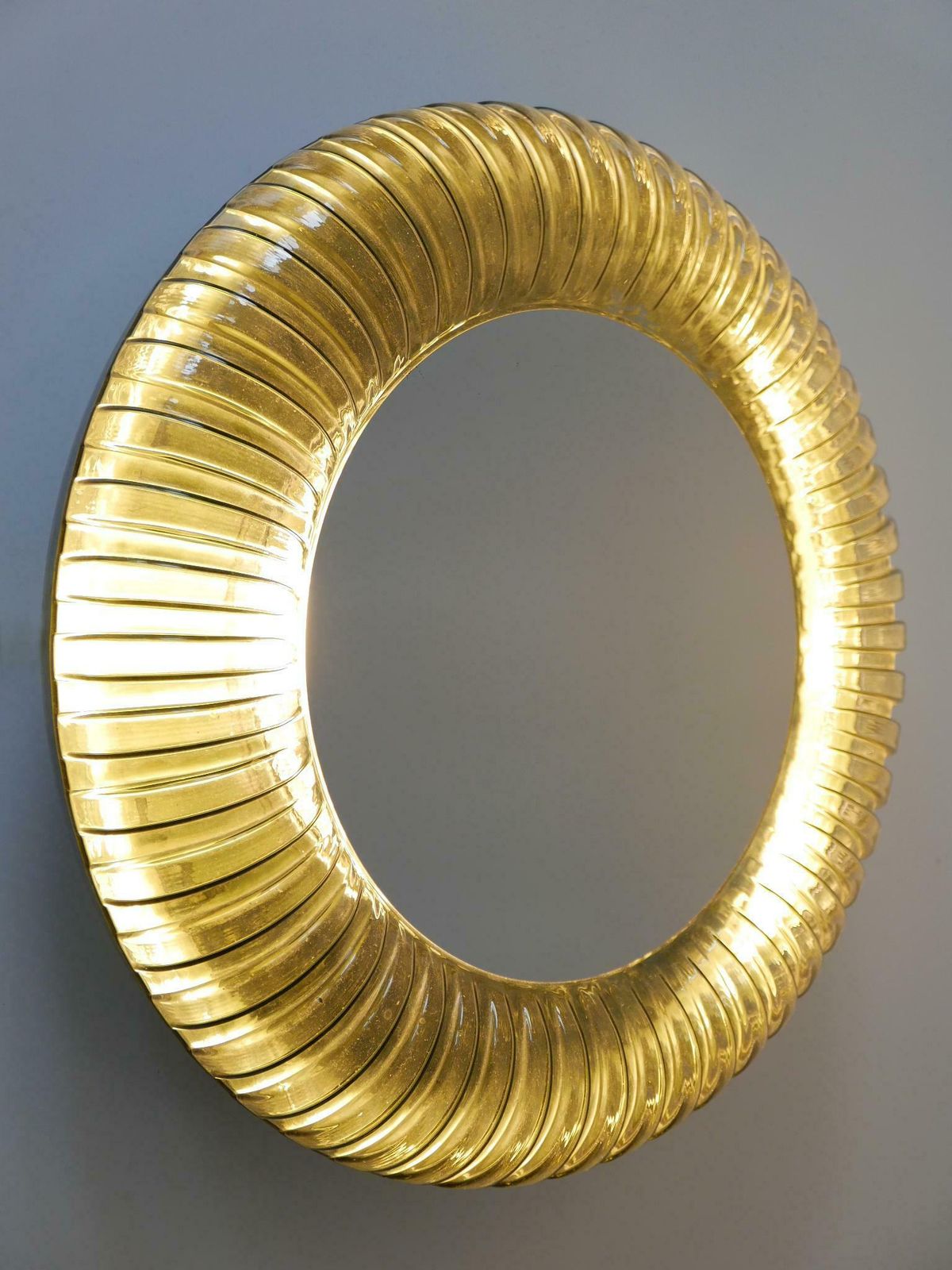 Home Decor Rare & Decorative Mid Century Modern Glass Backlit Wall Mirror Germany 1960s photo