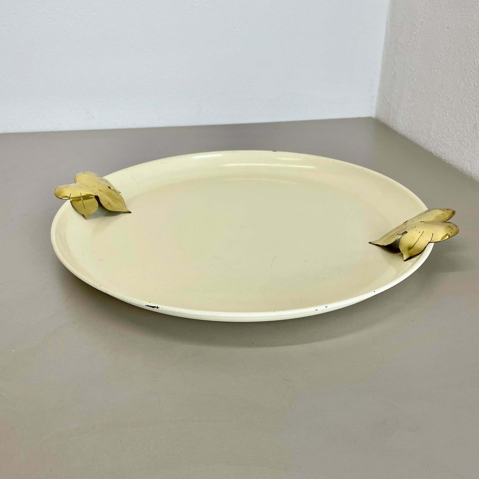 photo buy Unique Hollywood Regency Brass Metal Tray By Vereinigte Werkstätten München 1950