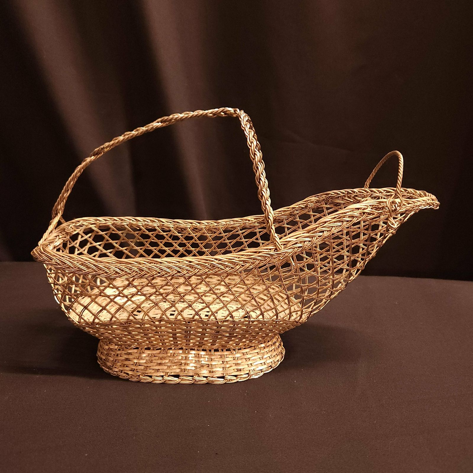 Vintage French Silverplated Wire Wine Bottle Holder photo for sale