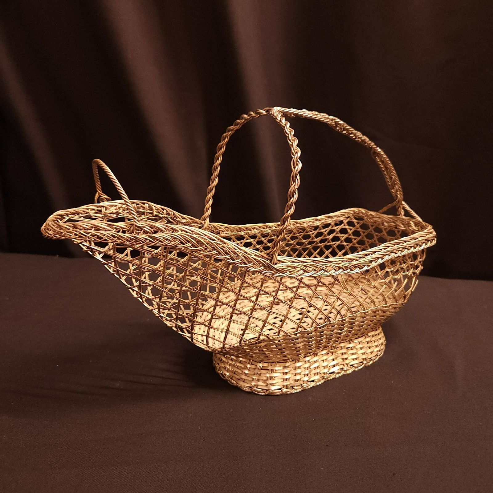Vintage French Silverplated Wire Wine Bottle Holder photo vinterior