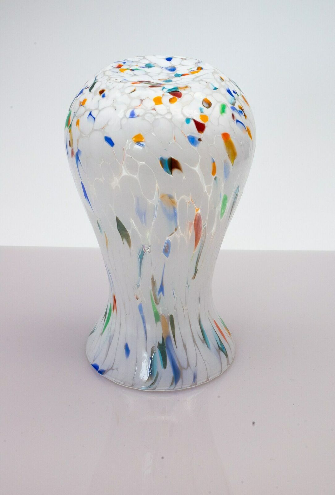 San Diego, Murano Glasses Vase Color "White", Model Simone Small, Handmade, Murano Glass Made In Italy photo vintage