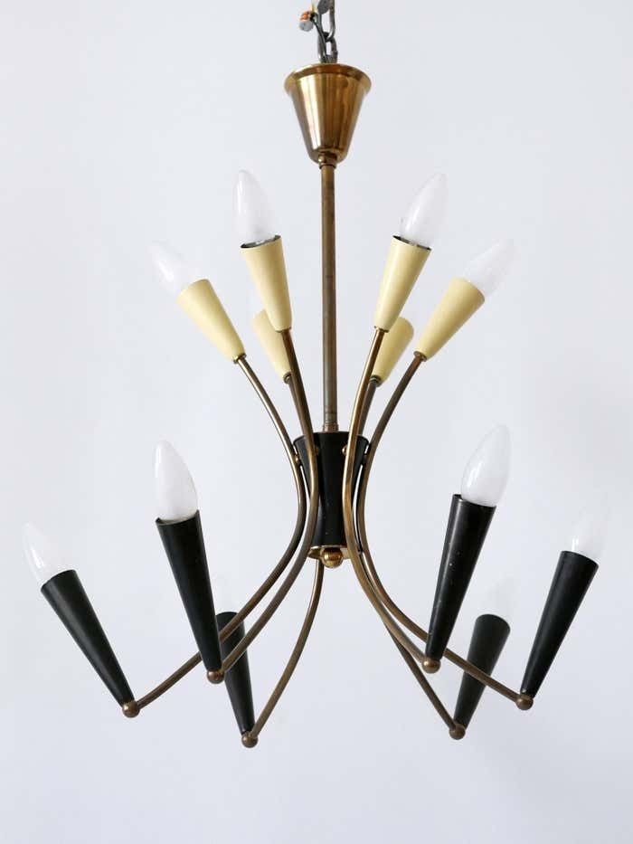 Lovely Mid Century Modern 12 Flamed Sputnik Chandelier Germany 1950s photo Home Decor