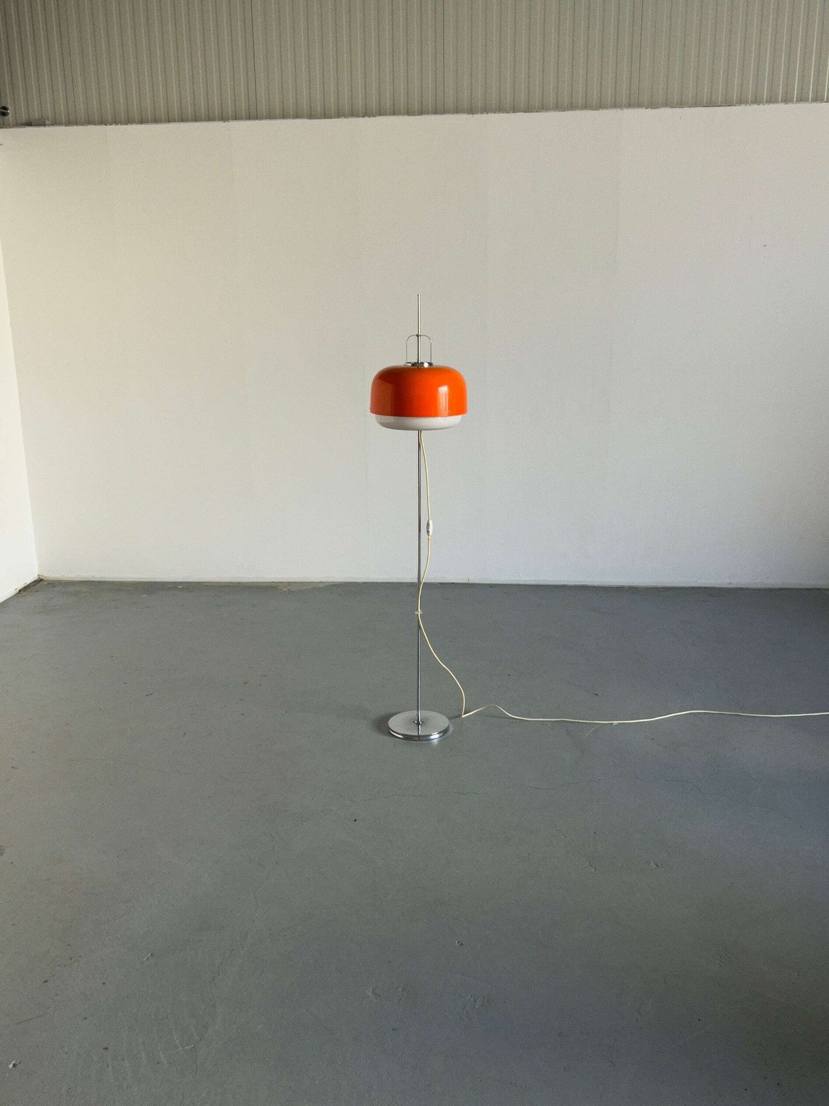 Vintage Orange Mushroom Adjustable Floor Lamp 'Medusa' Designed By Harvey Guzzini For Meblo, 1970s Yugoslavia Mid Century Modern