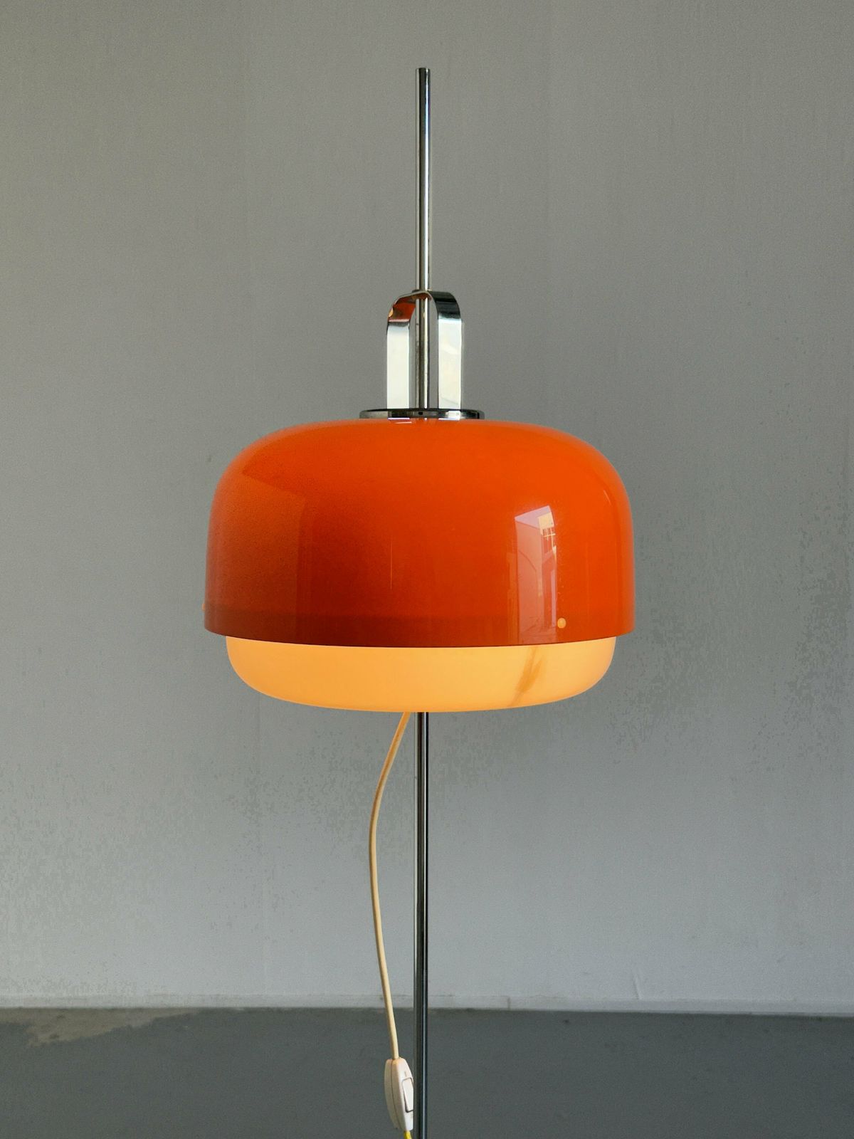 photo for sale Vintage Orange Mushroom Adjustable Floor Lamp 'Medusa' Designed By Harvey Guzzini For Meblo, 1970s Yugoslavia Mid Century Modern