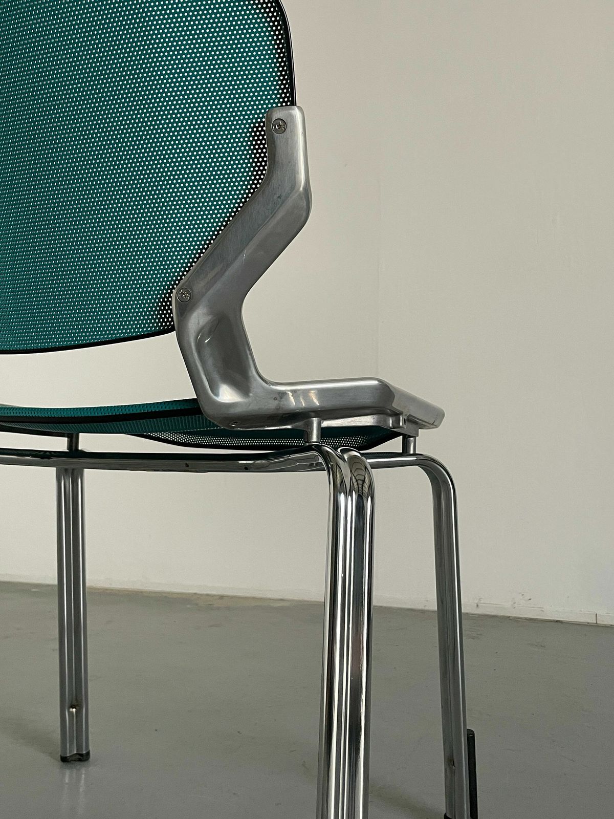 photo for sale Space Age Futuristic Octagonal Metal Stackable Dining Chairs Or Visitor Office Chairs By Fröscher Sitform, 1990s Germany