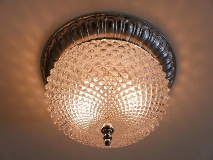 Mid Century Modern Textured Glass Ceiling Lamp By Sölken Leuchten Germany 1970s photo furniture