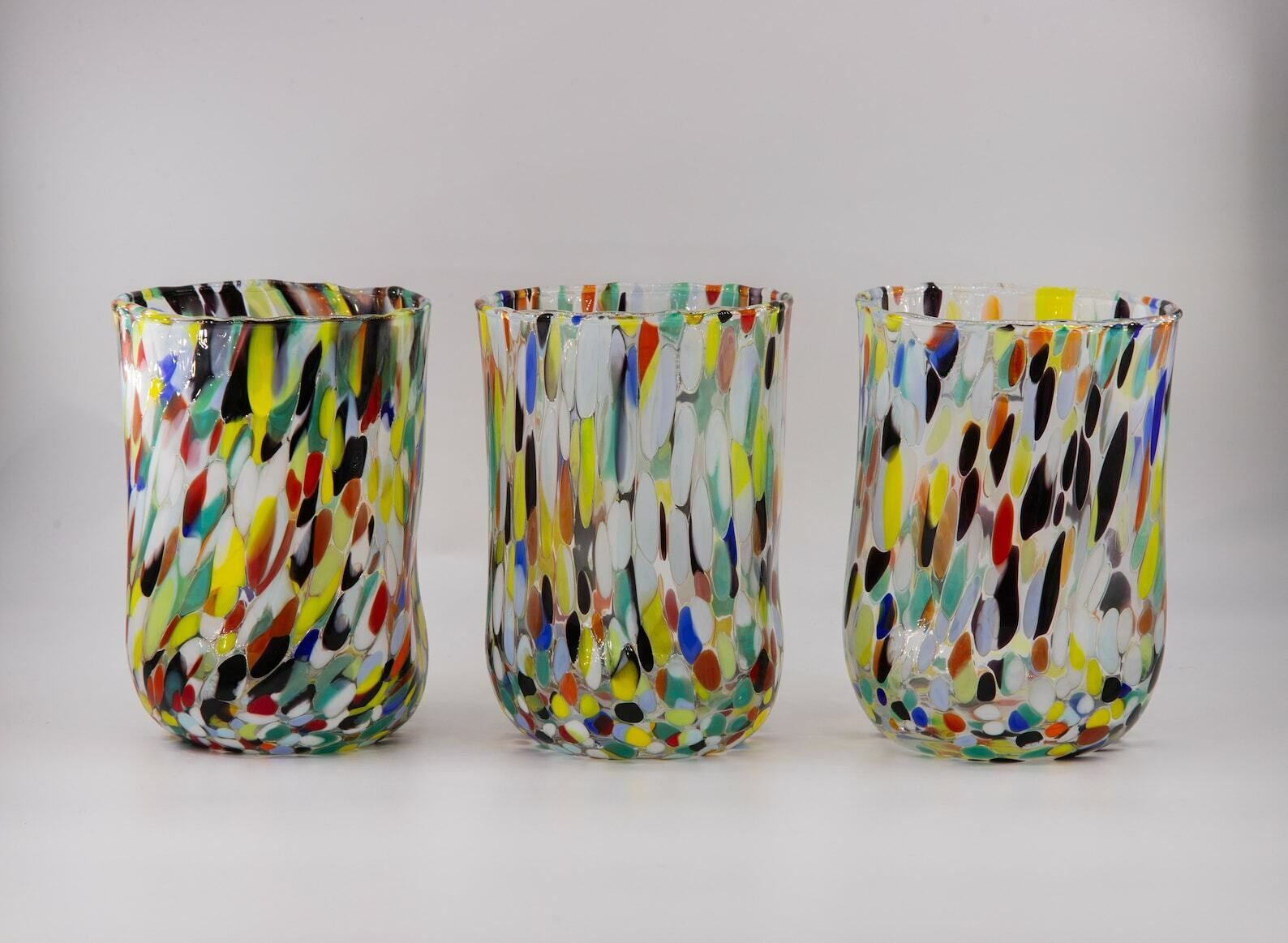 Honolulu, Set Of 6 Murano Glasses Color "Harlequin", Handmade, Murano Glass Made In Italy photo furniture