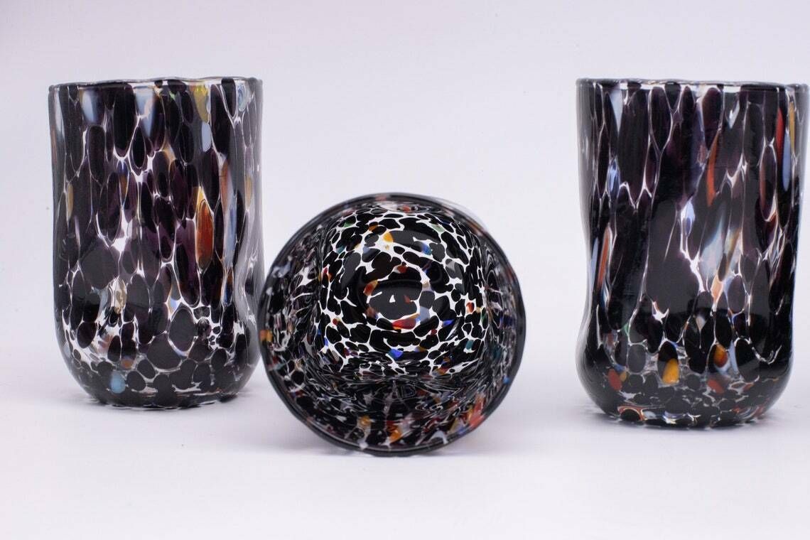 Atlanta, Set Of 6 Murano Glasses Color "Black" Handmade, Murano Glass Made In Italy photo 149.0