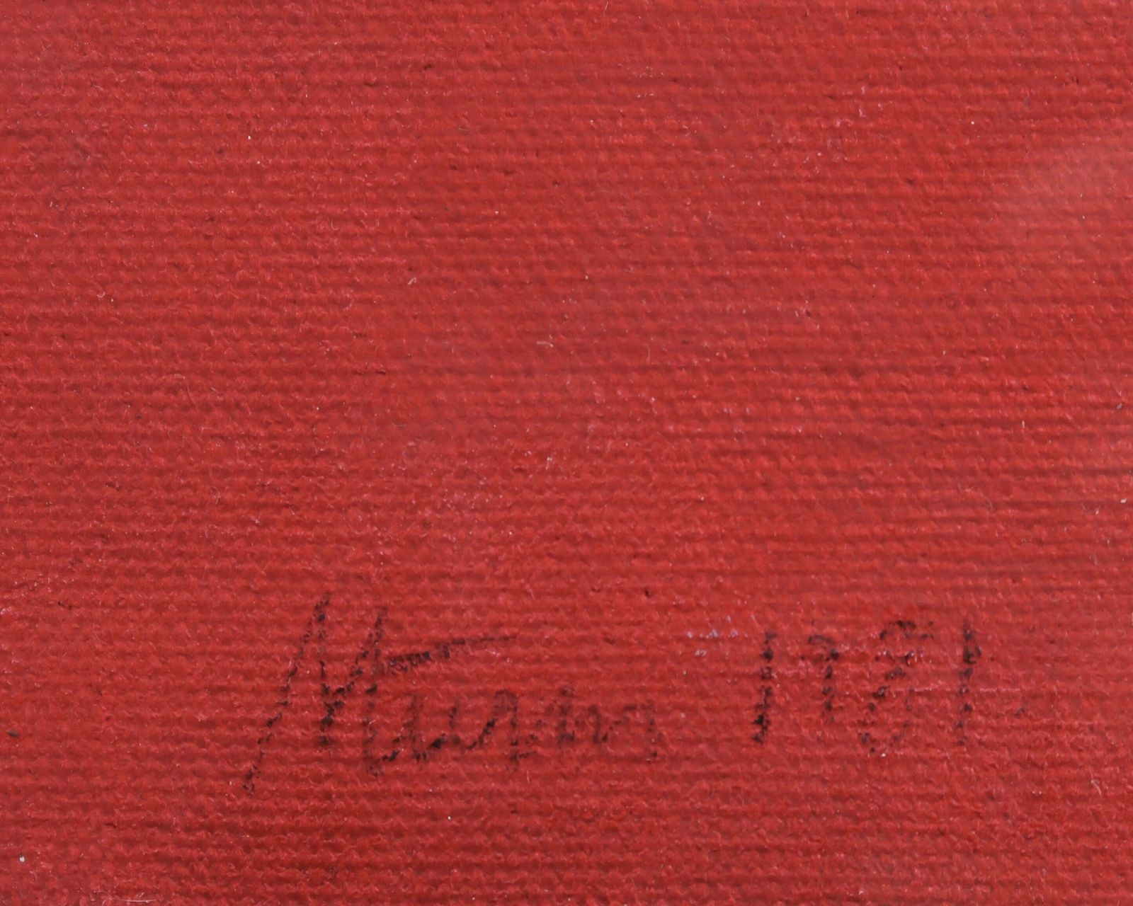 French Signed Abstract Painting, 1980s / Sun, Red, Abstraction, Art photo for sale