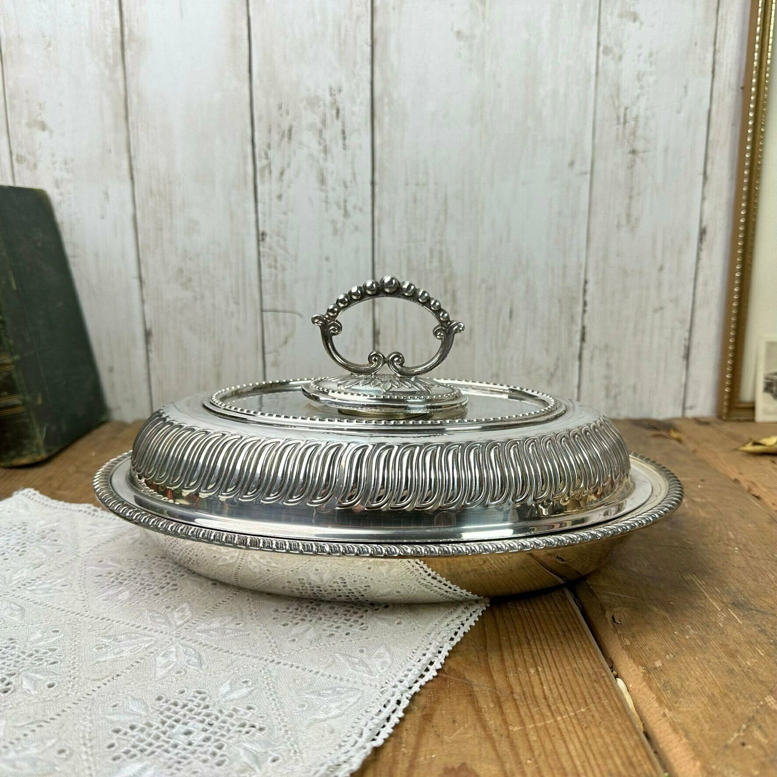 Stunning Sliver Plated Edwardian Oval Entrée Dish photo Home Decor