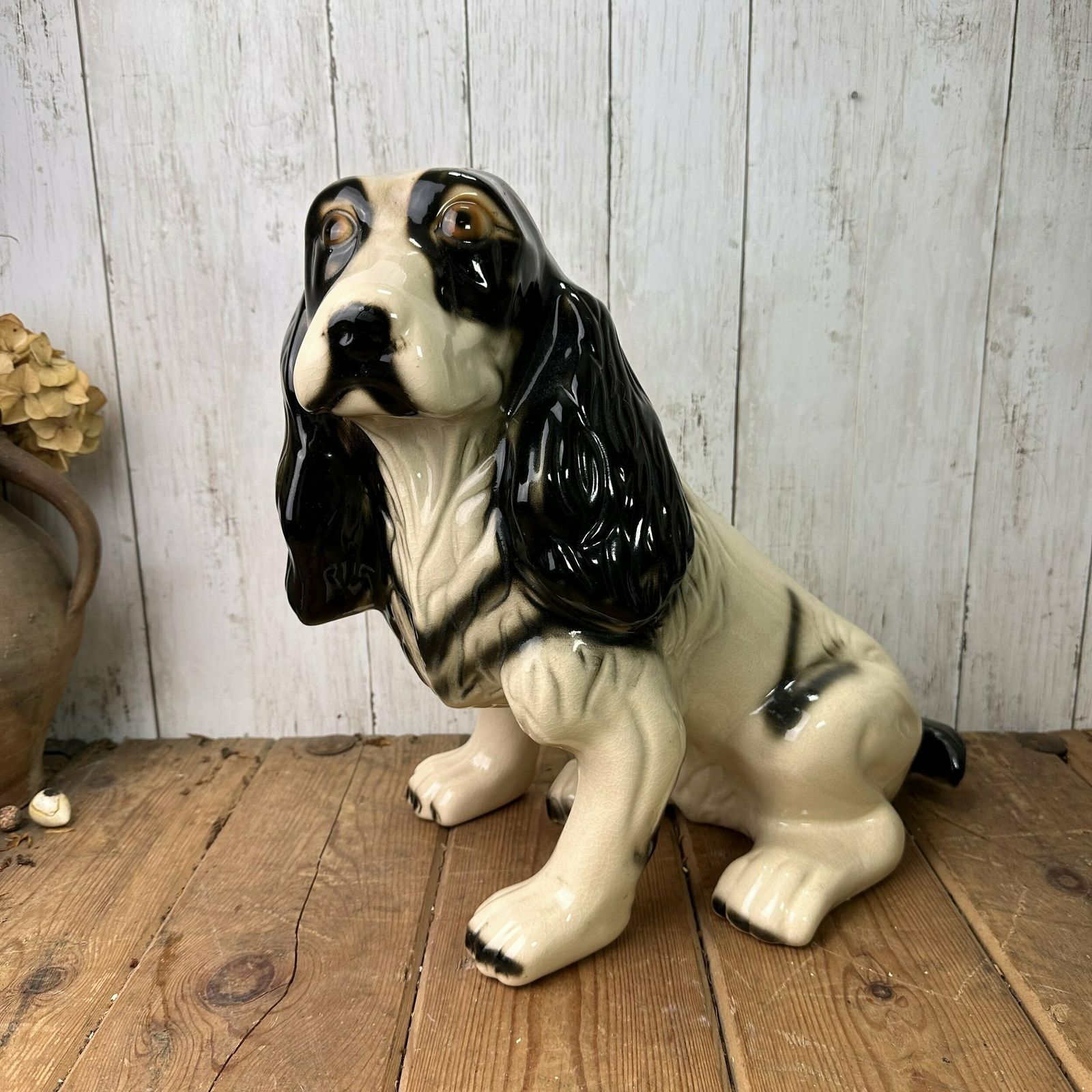 photo for sale Vintage Huge Italian Porcelain Cocker Spaniel Statue