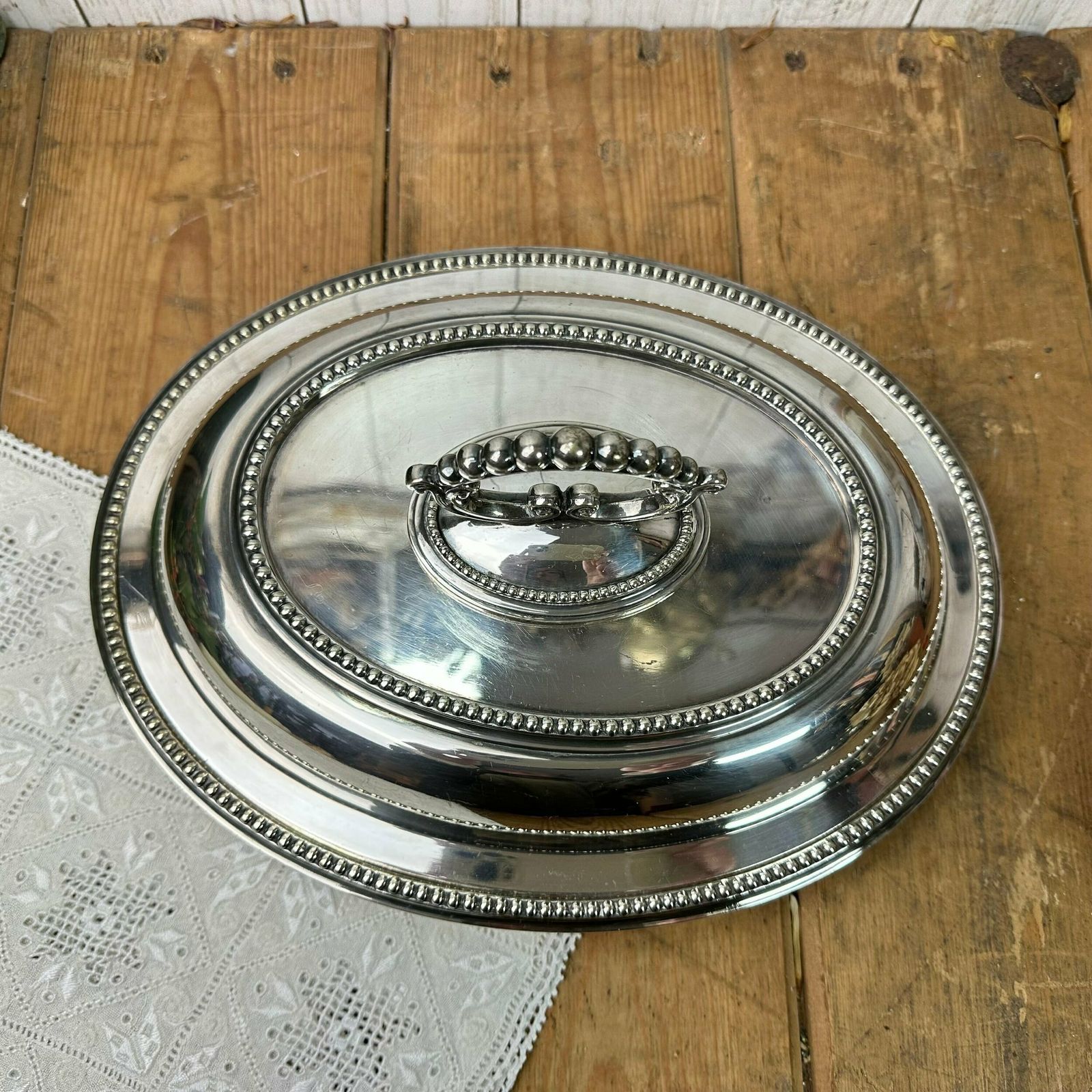 Stunning Sliver Plated Edwardian Oval Entrée Dish Serving Dish photo for sale