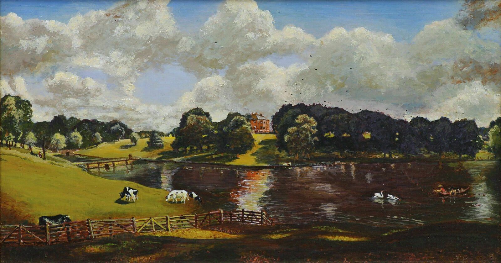 Oil On Board By Roy Pemberton. Titled "Wivenhoe Park Essex" photo furniture
