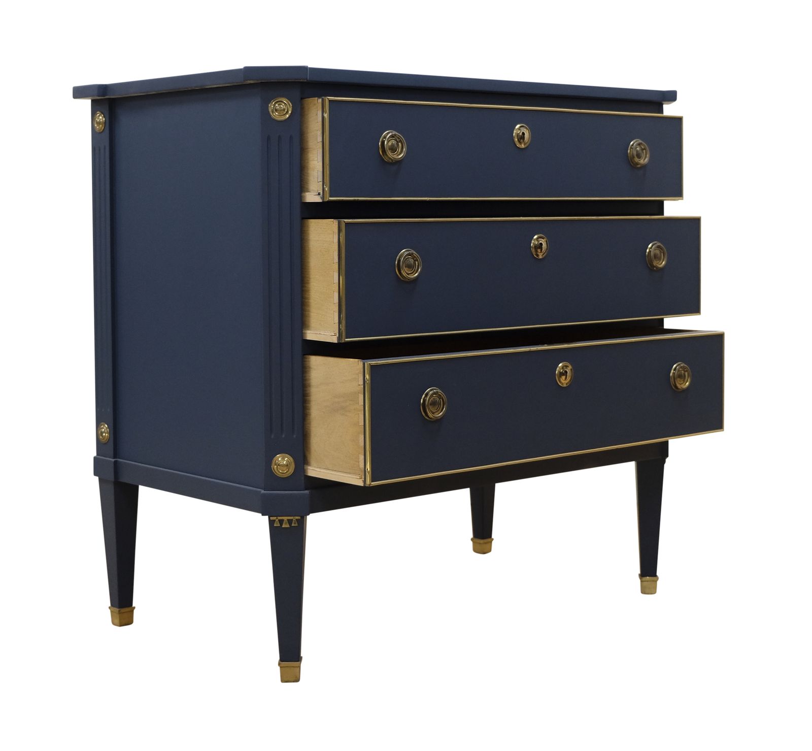 Gustavian Style 3 Drawer Chest Painted  Mifnight Blue photo Furniture