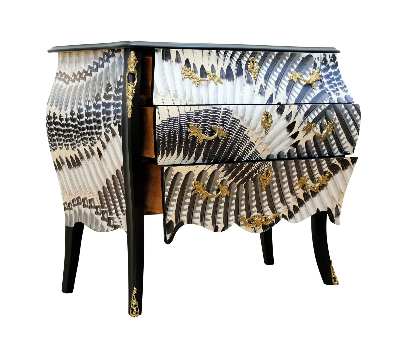 Rococo Chest With Feather Design And Marble Top photo for sale