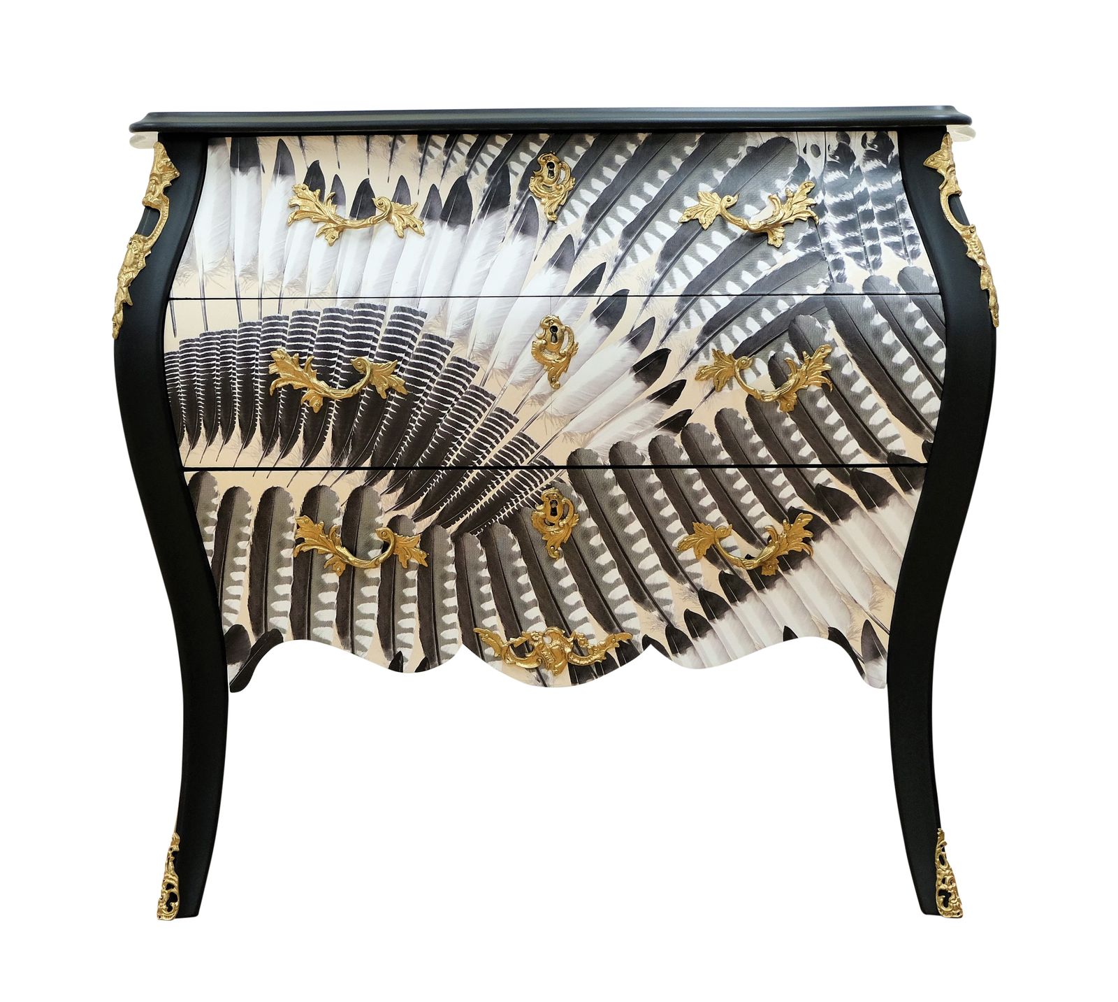 Rococo Chest With Feather Design And Marble Top