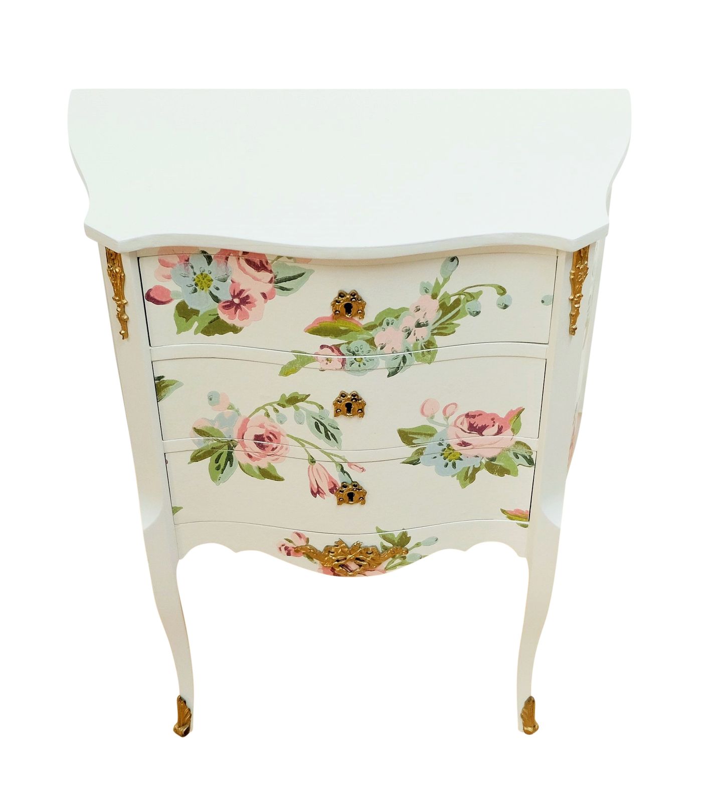 Louis XV Style Chest Three Drawer Chest With Floral Design And  Wooden Top photo 1400.0