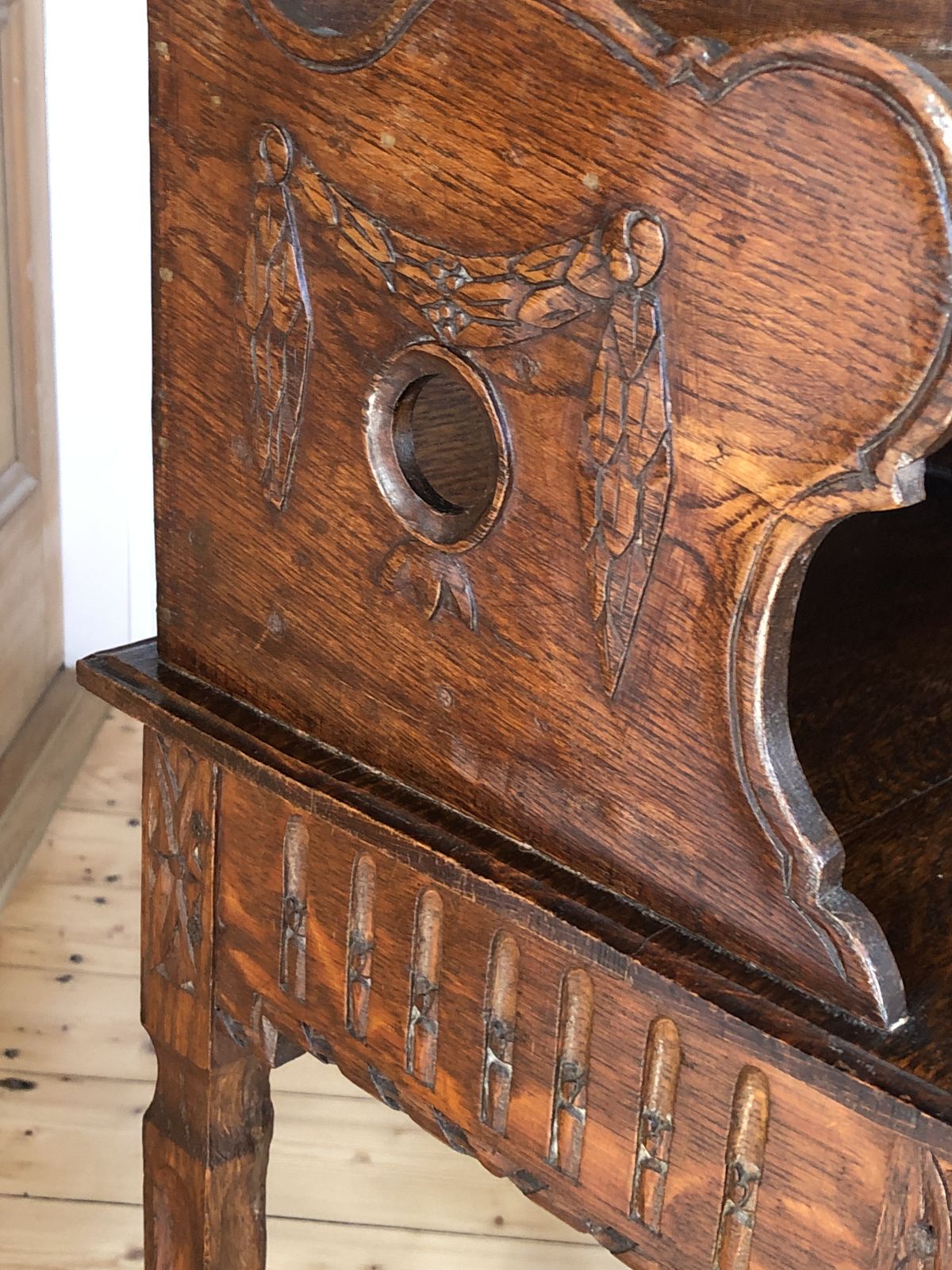 190.0 19th Century Bedside Pine Table, Louis XV Provençal Style photo