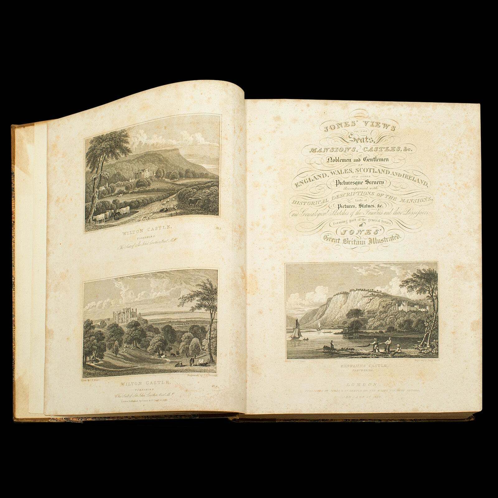 2 Antique Books, Jones' View Of Seats, Mansions & Noblemen, English, Georgian photo for sale