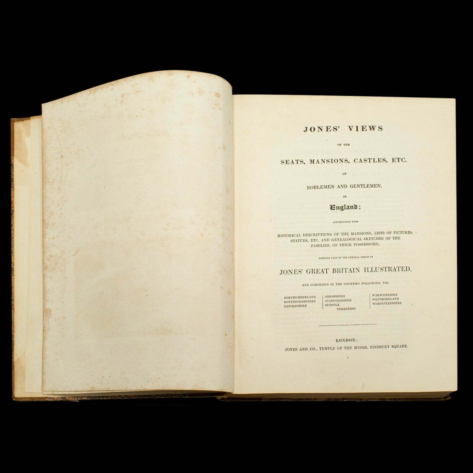 2 Antique Books, Jones' View Of Seats, Mansions & Noblemen, English, Georgian photo Home Decor