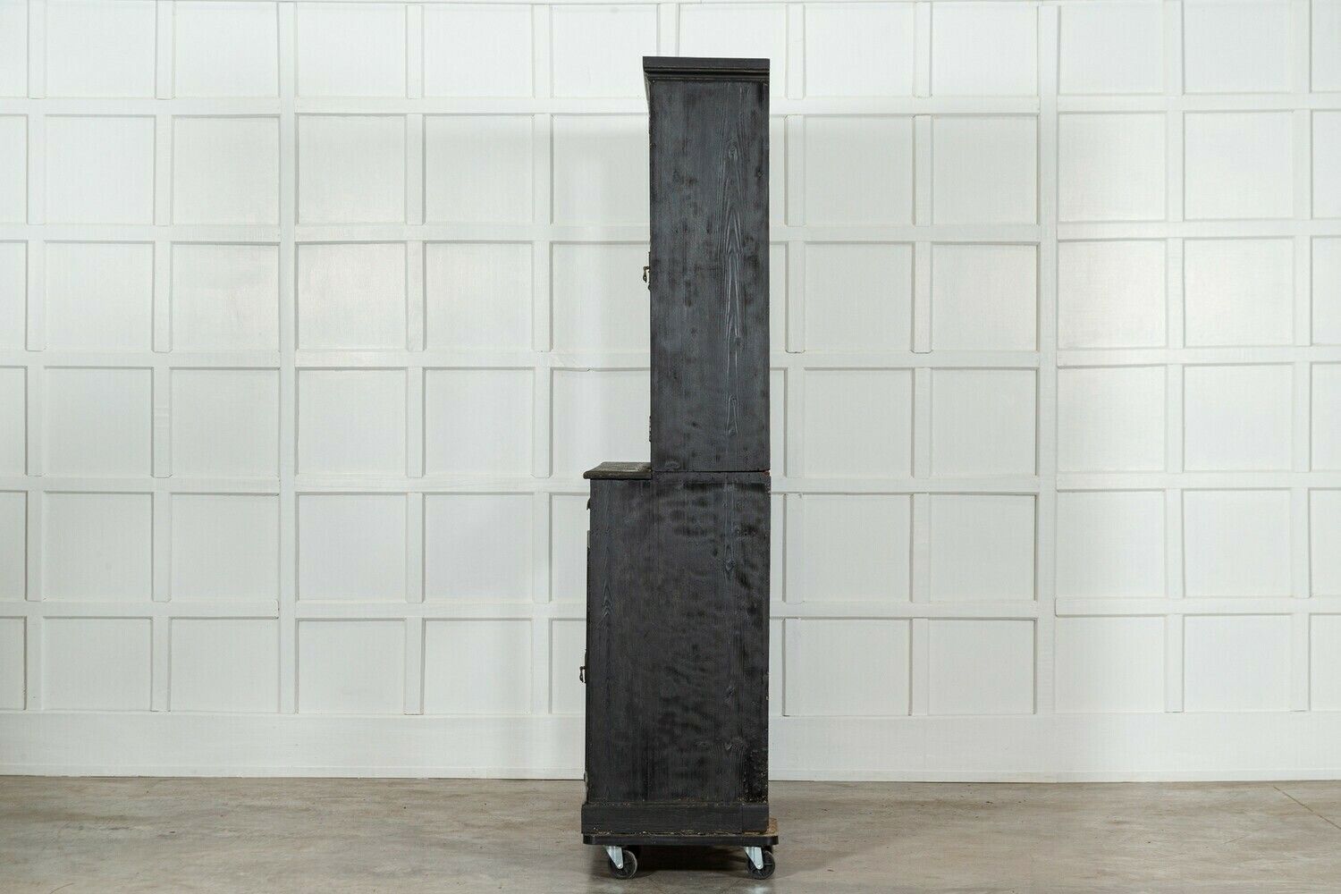 Large 19thc English Ebonised Pine Glazed Dresser / Bookcase photo buy