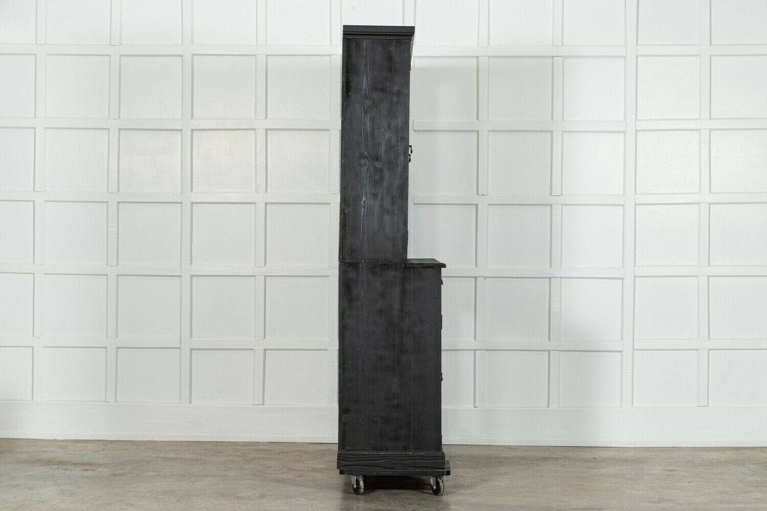 Large 19thc English Ebonised Pine Glazed Dresser / Bookcase photo vintage