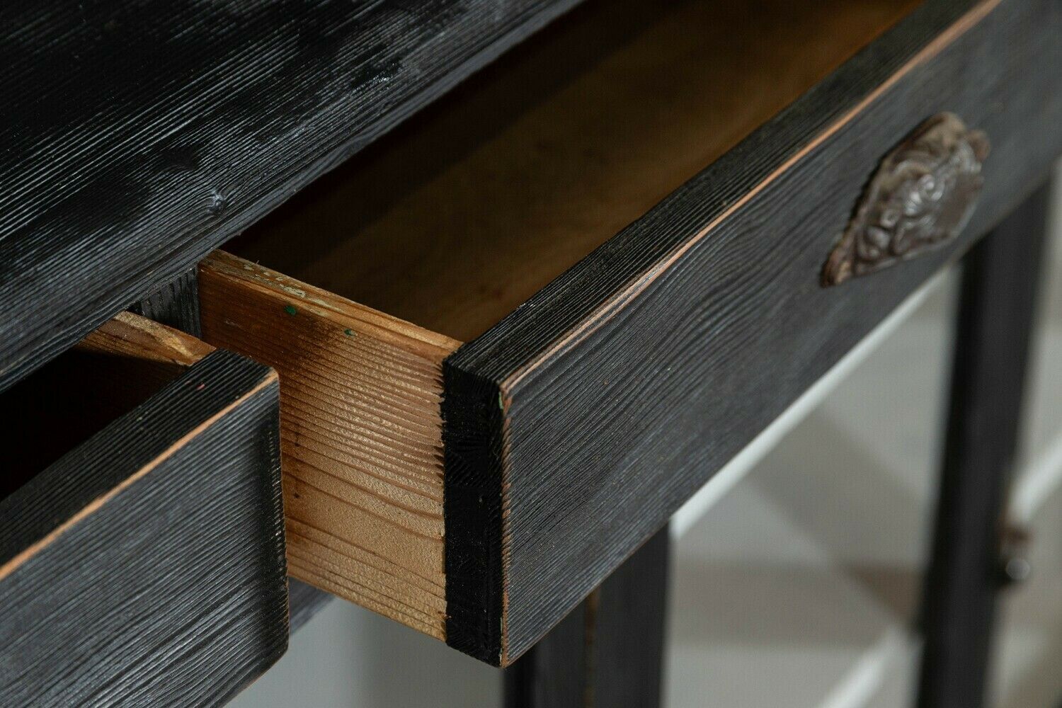 photo furniture Large 19thc English Ebonised Pine Glazed Dresser / Bookcase