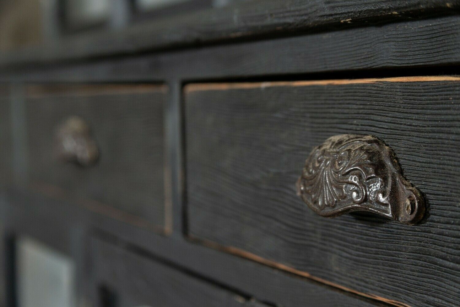 photo for sale Large 19thc English Ebonised Pine Glazed Dresser / Bookcase