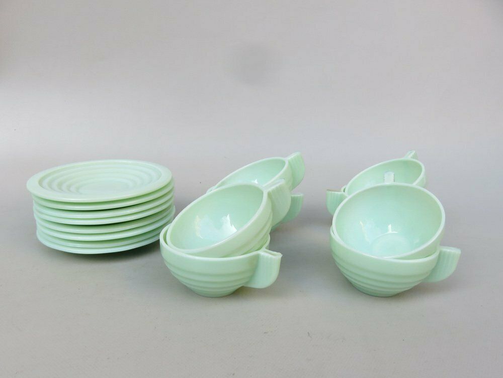 Art Deco Tea Cups And Saucers, 1920s, Set Of 16 photo for sale