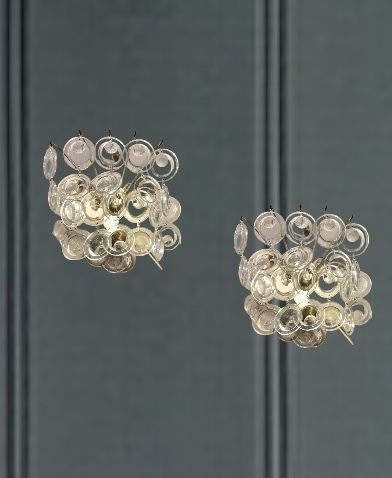 Italian Vintage Glass Disc Sconces Set Of 2