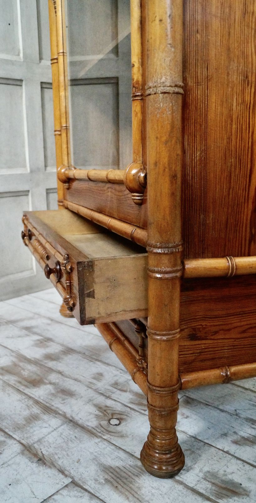 photo for sale Victorian Faux Bamboo Glazed Bookcase