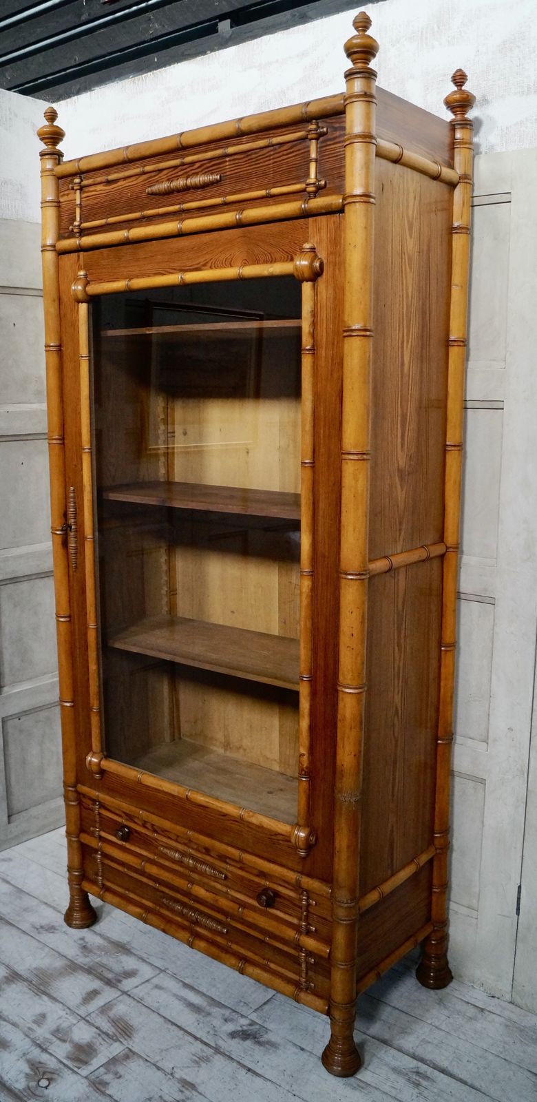 Victorian Faux Bamboo Glazed Bookcase photo furniture