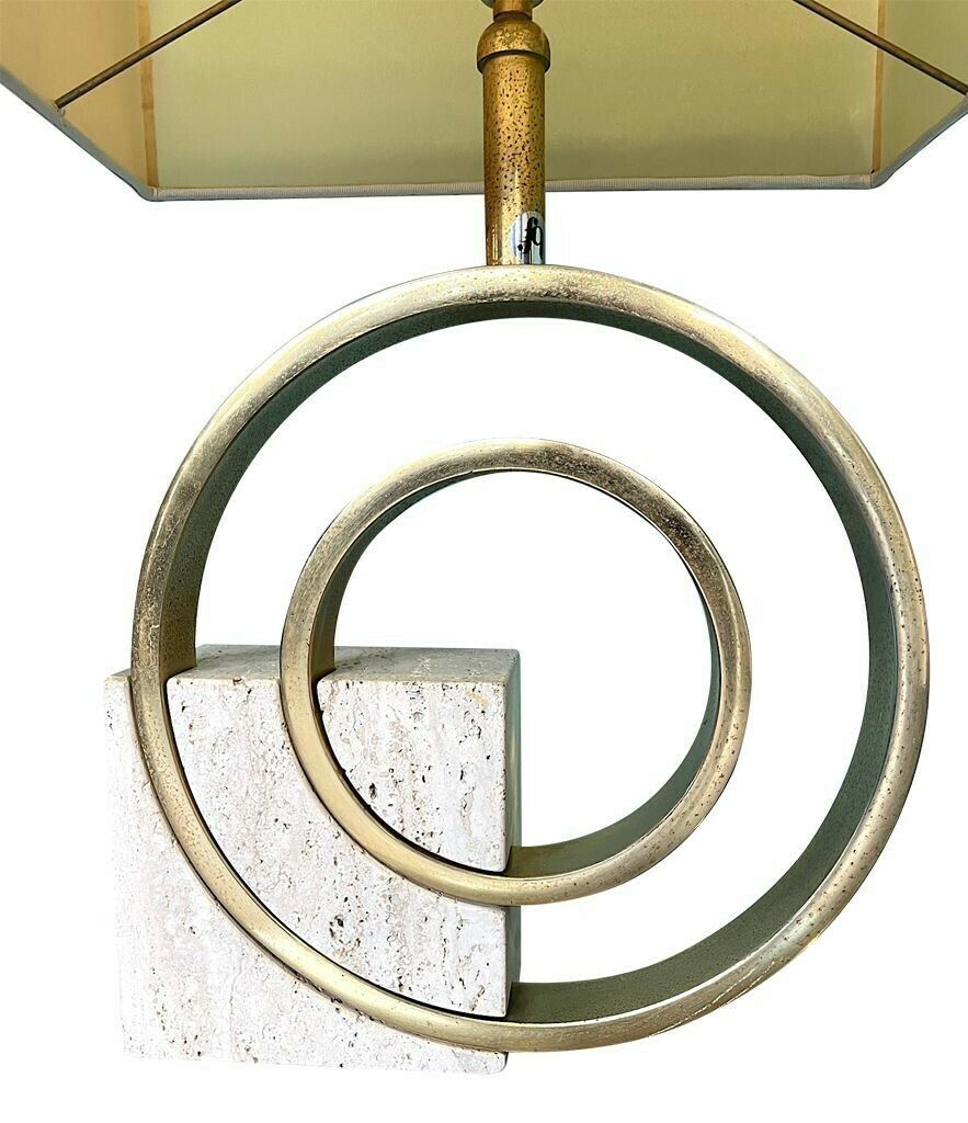 photo furniture An Italian 1970s Sculptural Travertine And Brass Lamp By Giovanni Banci