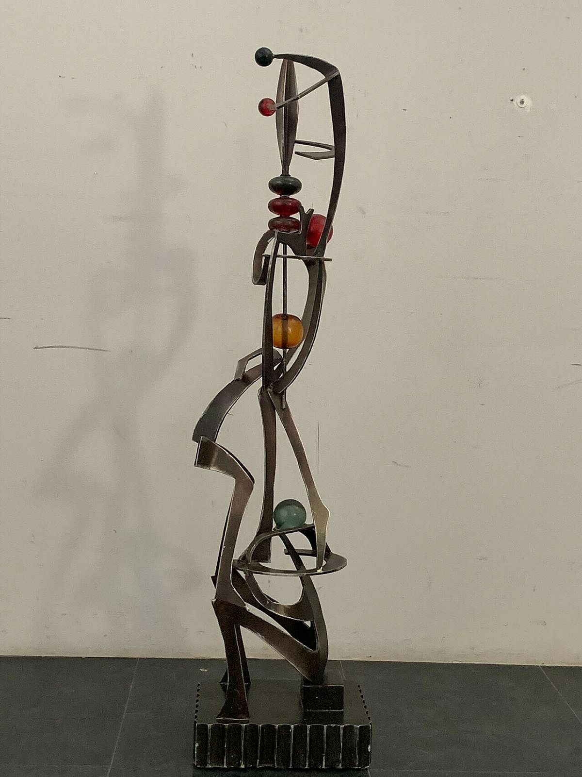 Futuristic Juggler Sculpture Made Of Wrought Iron And Coloured Resin, 1960s photo vintage